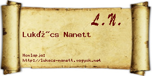 Lukács Nanett névjegykártya
